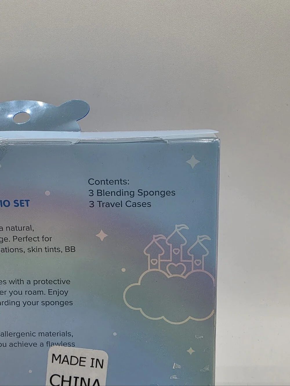 Care Bears Impressions Makeup Sponge & Travel Case Trio Set Blue Pink Purple